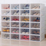 6PCS Flip Shoes Box Thickened Transparent Drawer Case Plastic Shoe Boxes Stackable Box Shoe Organizer Shoebox storage Shoe rack